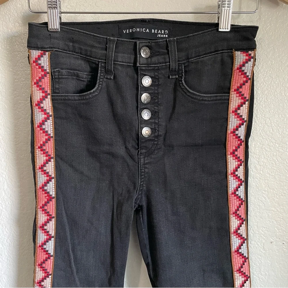 Veronica Beard Carolyn 10” Baby Boot Cropped Jeans Frayed Smokey Grey Pink Boho
